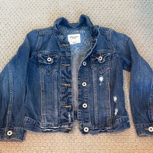 Abercrombie & Fitch Girls' Dark Blue Distressed Denim Jacket